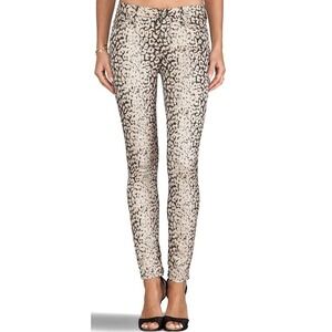 7 For All Mankind Ankle Skinny Jeans Animal Print Stretch Size 27 Mid Rise